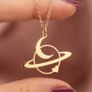 Universe Necklace with Heart, Love You to the Moon, Galaxy Pendant, Romantic Gift for Girlfriend, Dainty Celestial Jewelry, Anniversary Gift