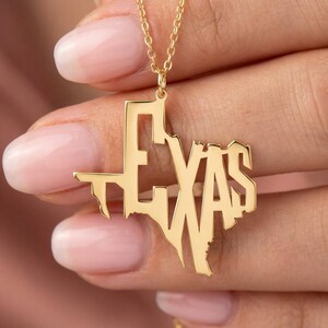 Western Jewelry, Cowgirl Necklace, Texas Script Pendant, Southern Belle Gift, Rodeo Jewelry, Country Style Necklace, 18K Gold Plated image 2