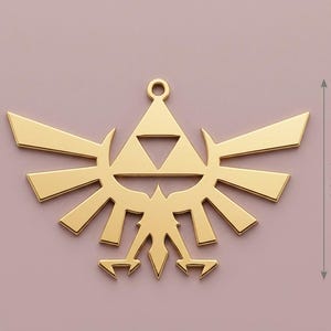 Triforce Necklace, Hylian Crest Pendant, Legend of Zelda Jewelry, Royal Family Symbol, Gold Gamer Gift, Hyrule Fantasy Charm, Cosplay Prop image 4
