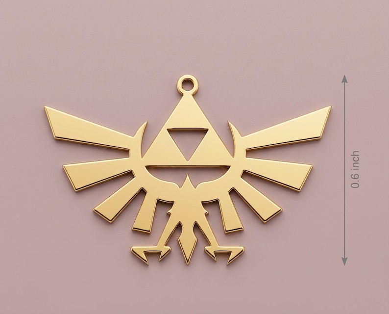 Triforce Necklace, Hylian Crest Pendant, Legend of Zelda Jewelry, Royal Family Symbol, Gold Gamer Gift, Hyrule Fantasy Charm, Cosplay Prop image 4