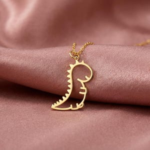 T-Rex-Silhouette-Halskette, Anhänger aus Sterlingsilber mit prähistorischem Tiermotiv, Tyrannosaurus-Anhänger, Geschenk für Naturwissenschaftslehrer, Archäologie-Schmuck, Dino Bild 3