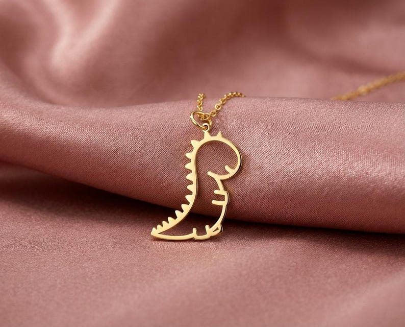 T-Rex-Silhouette-Halskette, Anhänger aus Sterlingsilber mit prähistorischem Tiermotiv, Tyrannosaurus-Anhänger, Geschenk für Naturwissenschaftslehrer, Archäologie-Schmuck, Dino Bild 3