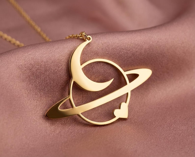 Universum-Halskette mit Herz, „Ich liebe dich bis zum Mond“, Galaxie-Anhänger, romantisches Geschenk für die Freundin, zarter Himmelsschmuck, Jahrestagsgeschenk Bild 3