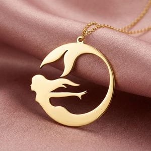 Mermaid Necklace, Ocean Lover Gift, Beach Jewelry, Swimming Mermaid Pendant, Summer Necklace, Nautical Charm, Sea Life Gift