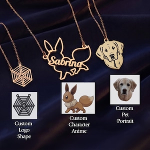 Custom Shape Jewelry from Photo, Personalized Pet Portrait Jewelry, Custom Anime Character Necklace, Custom Logo Pendant, Anime Necklace