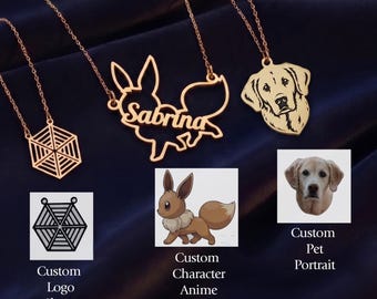 Custom Shape Jewelry from Photo, Personalized Pet Portrait Jewelry, Custom Anime Character Necklace, Custom Logo Pendant, Anime Necklace