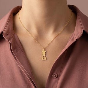 Pawn to Queen Necklace, Motivational Jewelry for Her, Promotion Gift, New Job Gift,Feminist Symbol Pendant, Dream Big Charm, Chess Piece Art image 2