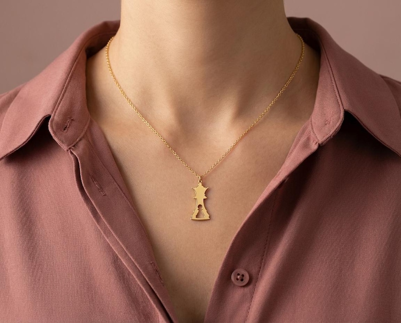 Pawn to Queen Necklace, Motivational Jewelry for Her, Promotion Gift, New Job Gift,Feminist Symbol Pendant, Dream Big Charm, Chess Piece Art image 2
