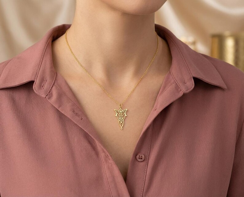 Halskette „Ewige Liebe – Arwen-Anhänger mit Abendstern“ – Romantisches Geschenk für die Freundin, Schmuck inspiriert von Herr der Ringe – Symbol der unsterblichen Liebe Bild 2