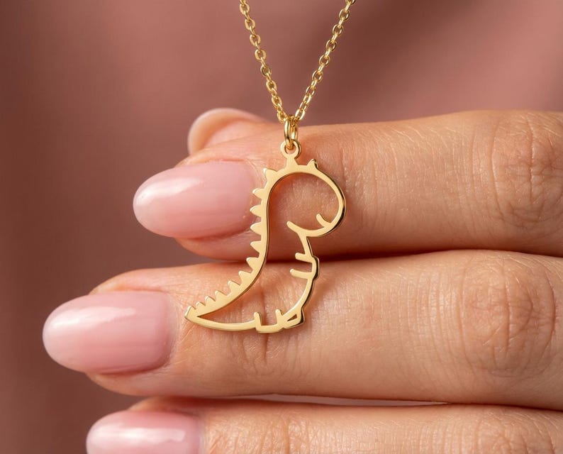 T-Rex-Silhouette-Halskette, Anhänger aus Sterlingsilber mit prähistorischem Tiermotiv, Tyrannosaurus-Anhänger, Geschenk für Naturwissenschaftslehrer, Archäologie-Schmuck, Dino Bild 1