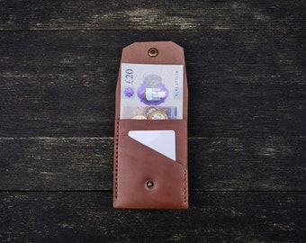 The Great Saxham - Minimalist wallet - Coins, bills/notes, cards - (Horween Chromexcel - Natural) - Handcrafted in the UK - Ready to ship