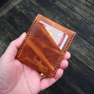 The Great Saxham Minimalist wallet Coins, bills/notes, cards Horween Dublin Natural Handcrafted in the UK image 3