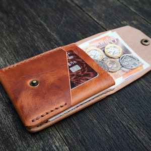 The Great Saxham Minimalist wallet Coins, bills/notes, cards Horween Dublin Natural Handcrafted in the UK image 1