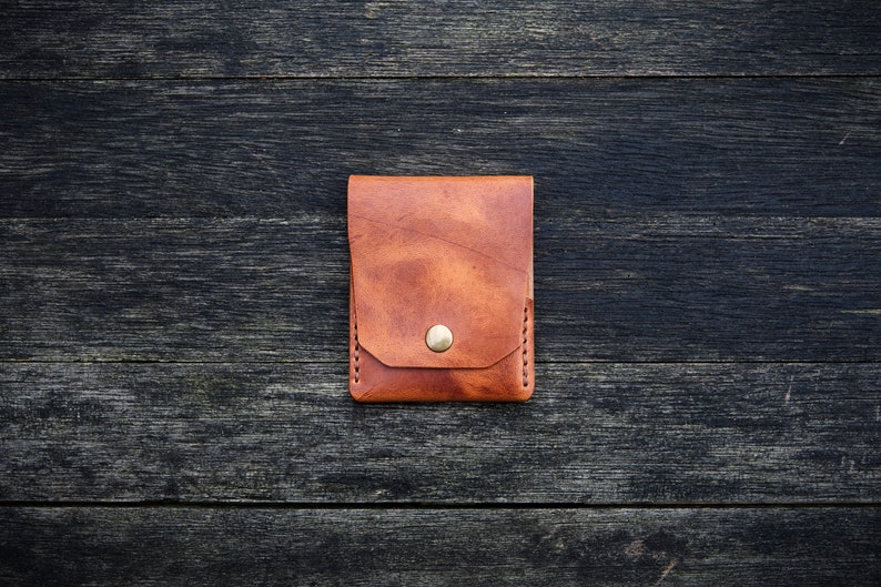 The Great Saxham Minimalist wallet Coins, bills/notes, cards Horween Dublin Natural Handcrafted in the UK image 9