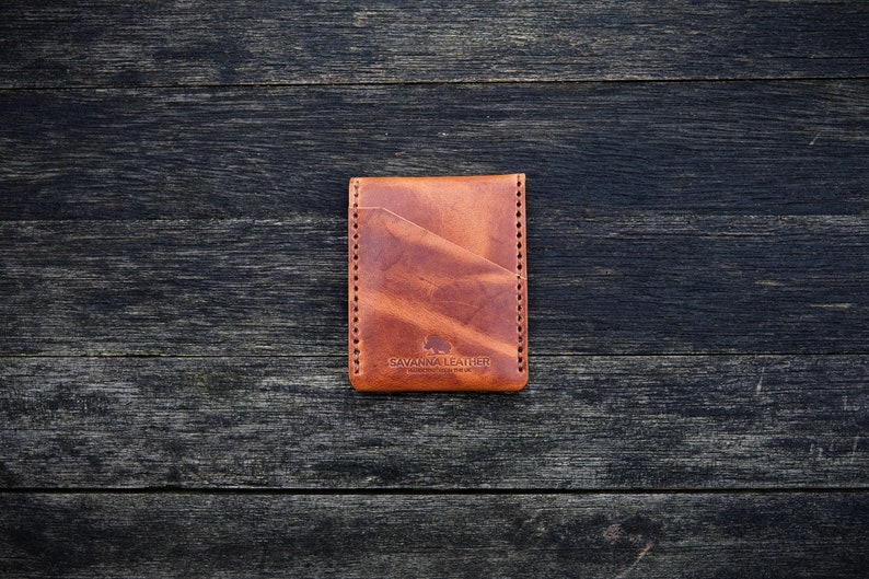 The Great Saxham Minimalist wallet Coins, bills/notes, cards Horween Dublin Natural Handcrafted in the UK image 10