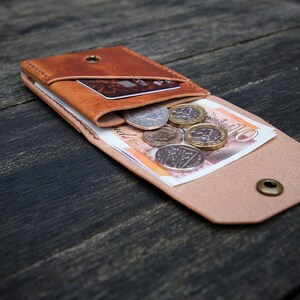 The Great Saxham Minimalist wallet Coins, bills/notes, cards Horween Dublin Natural Handcrafted in the UK image 7