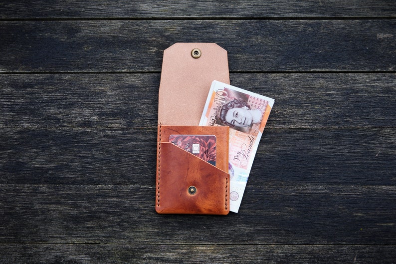 The Great Saxham Minimalist wallet Coins, bills/notes, cards Horween Dublin Natural Handcrafted in the UK image 6