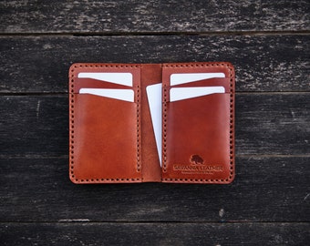 The Cambridge - Vertical bifold wallet - (Wickett & Craig Harness - Buck Brown) - Suitable for the back pocket, works well in front pocket