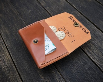 The Little Saxham minimalist wallet - Coins, bills/notes, cards - (Horween Shell Cordovan - Natural Glazed) - READY TO SHIP