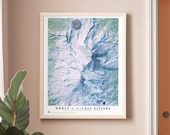 Tres Hermanas: Impresión de mapas de las Montañas Hermanas del Norte y Medio