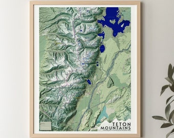 Mapa topograficzna Gór Teton i Jackson Hole