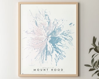 Mount Hood Glaciers, topographic map print
