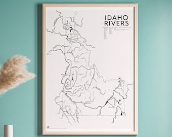 Idaho Rivers map print