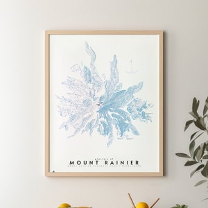 Mount Rainier Glaciers, topographic map print