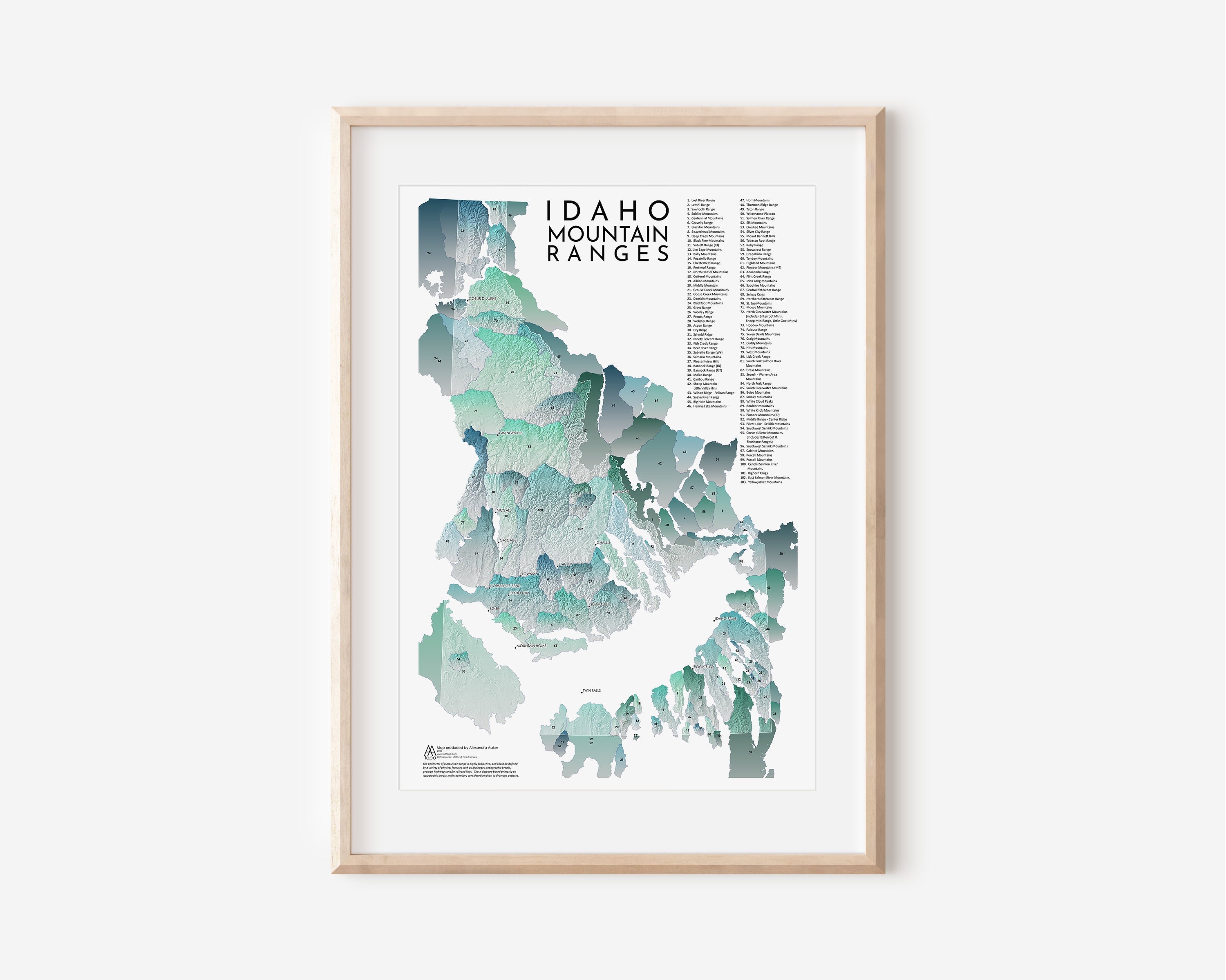 Idaho Mountain Ranges Map Idaho Mountain Ranges Map | Etsy Uk