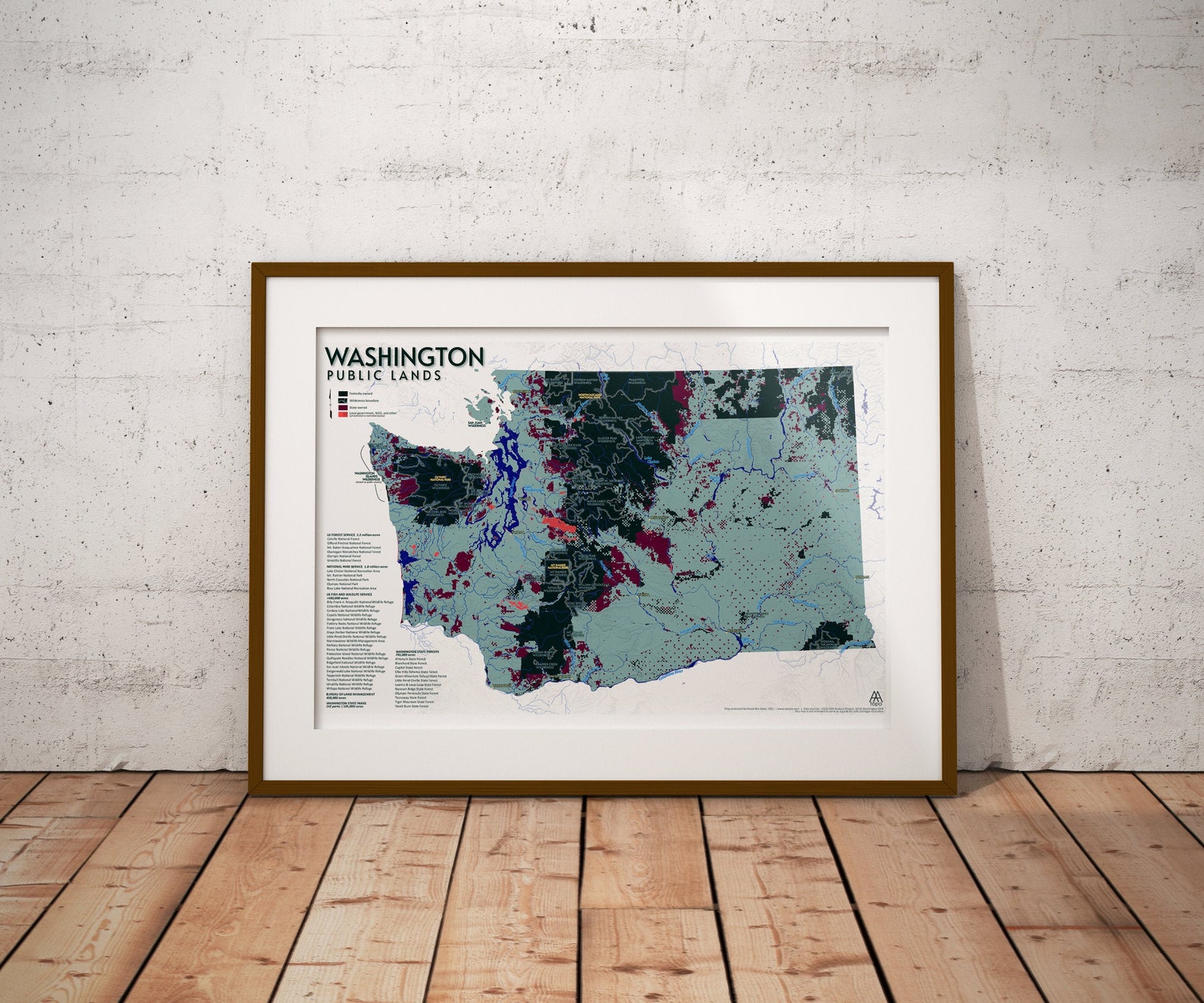 Washington Public Lands Map Etsy Il 78m0 