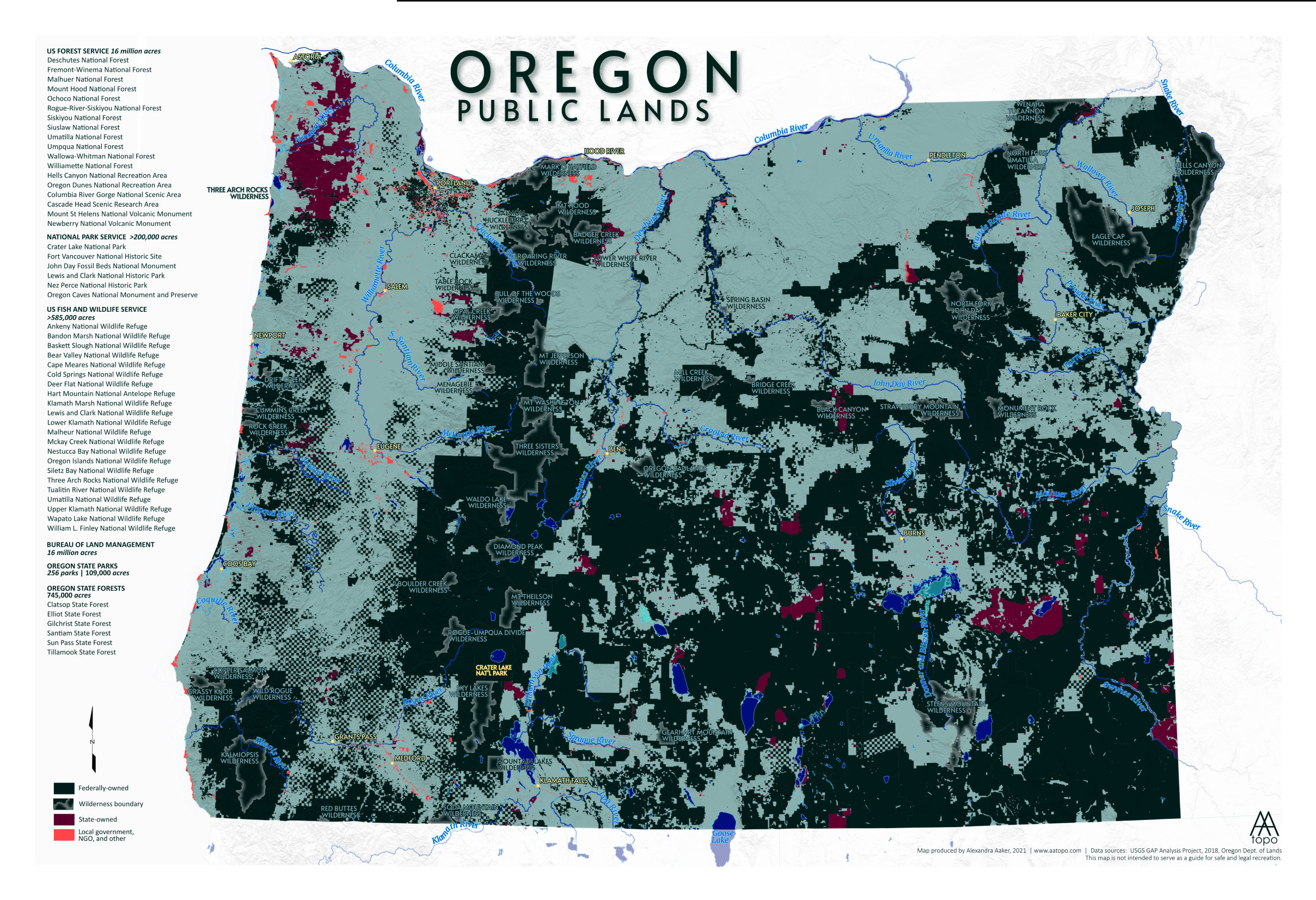 Oregon Public Lands Map - Etsy