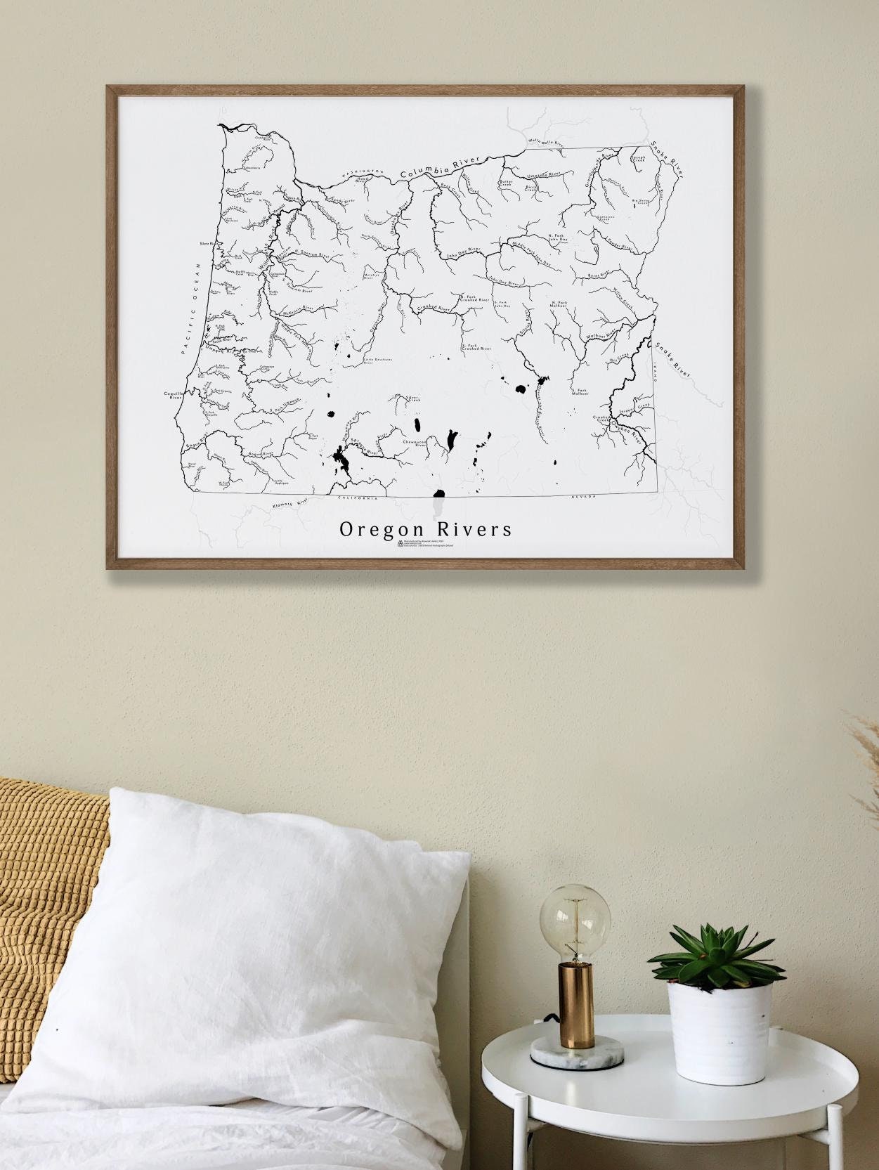 Oregon Rivers Map Print - Etsy