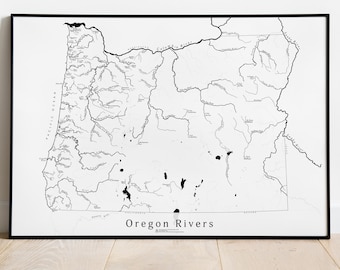 Oregon Rivers Map Print