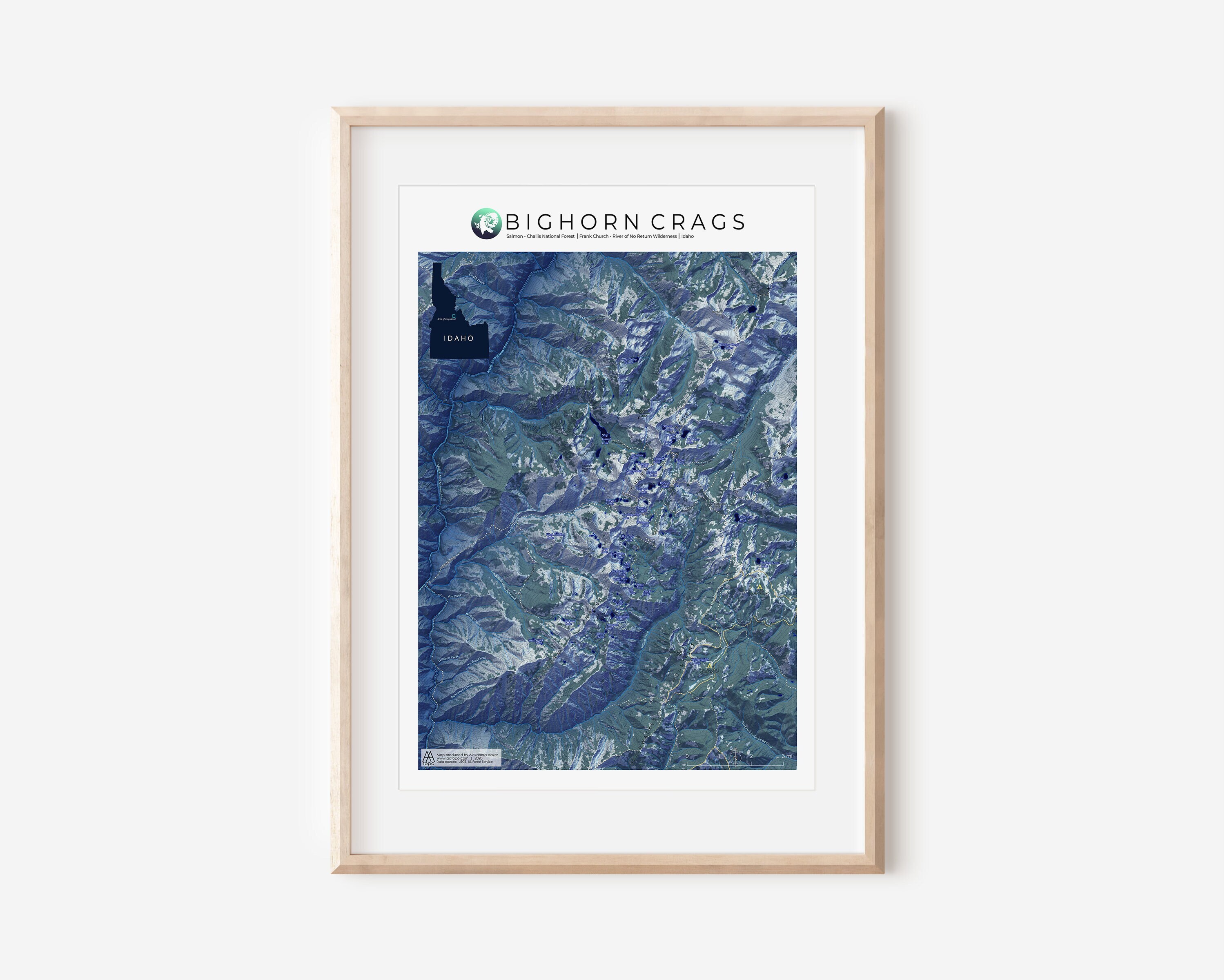 Bighorn Crags Idaho Map Bighorn Crags Idaho Map Print | Etsy Canada