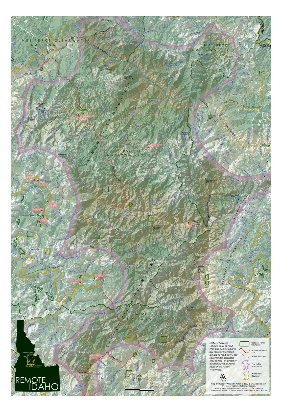 Frank Church Wilderness Map Frank Church River of No Return | Etsy