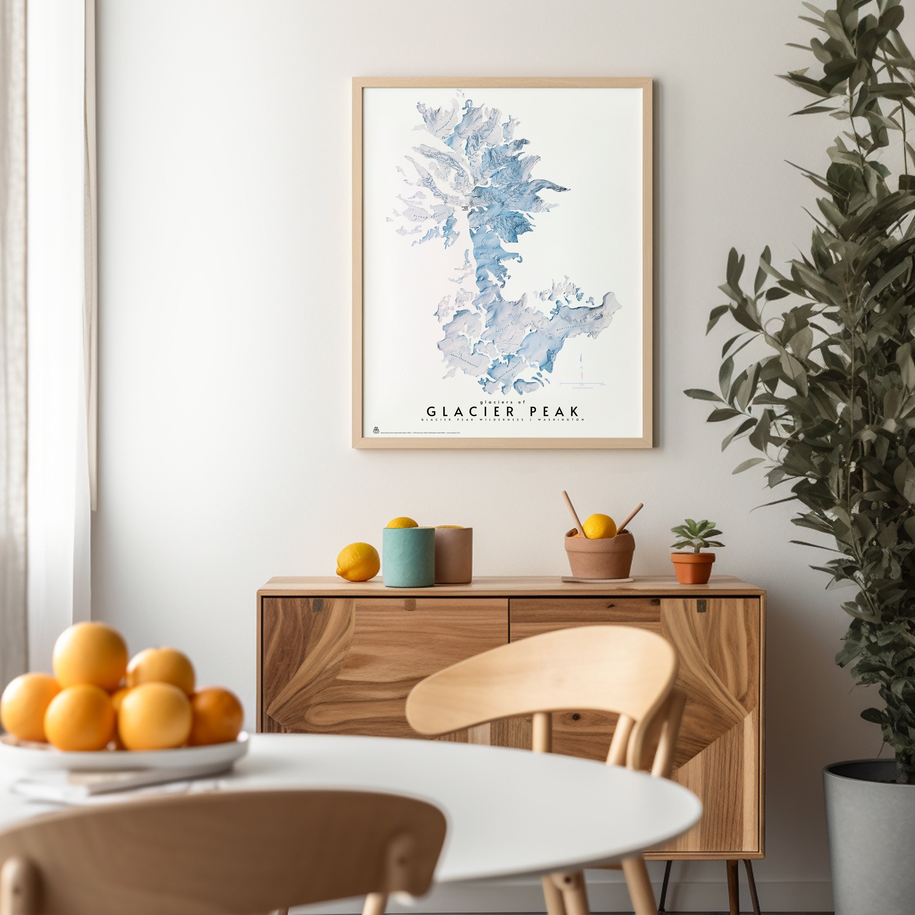 Impression de la carte des glaciers de Glacier Peak