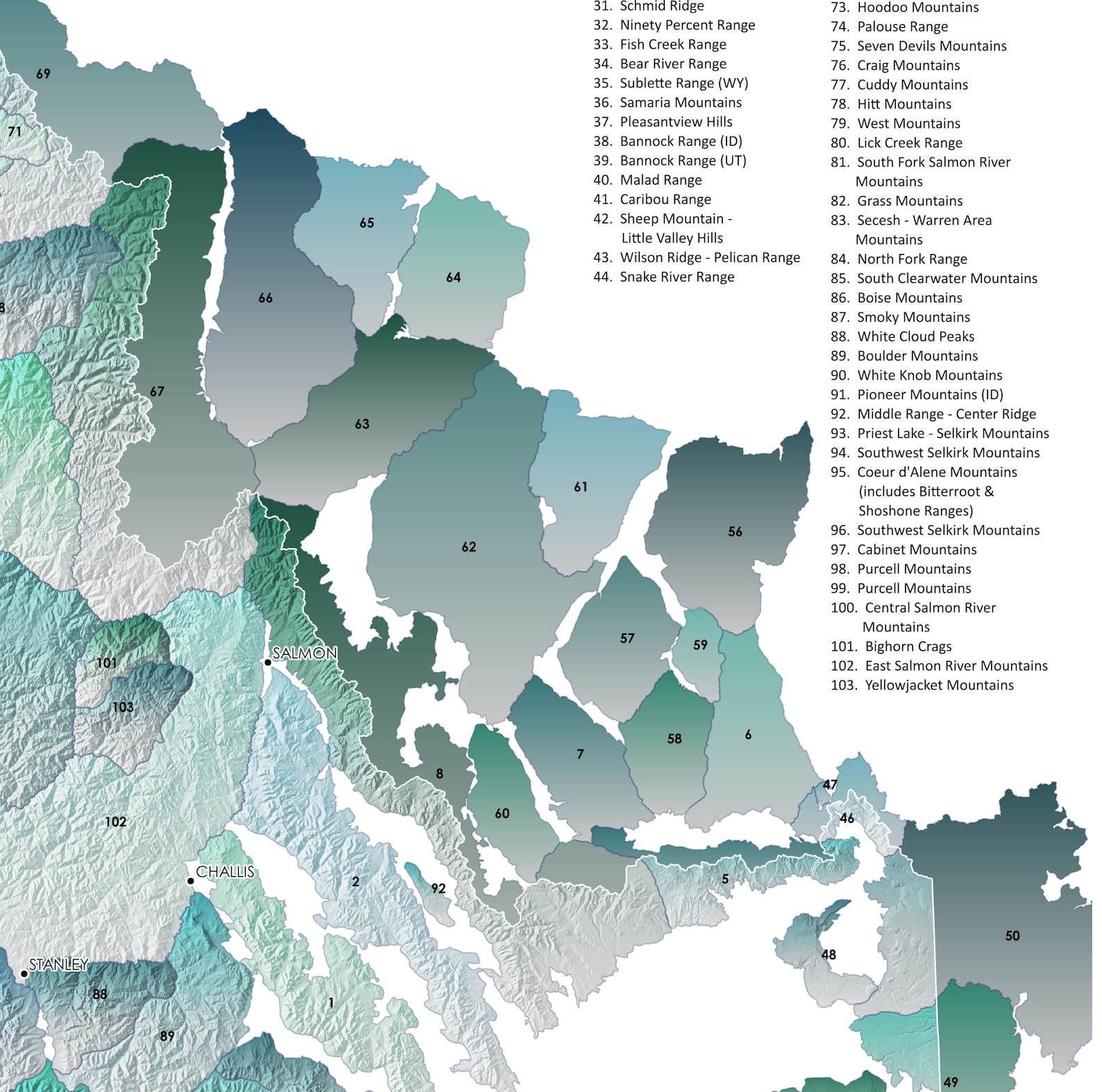 Idaho Mountain Ranges Map 18x24 Etsy Il T4qe 