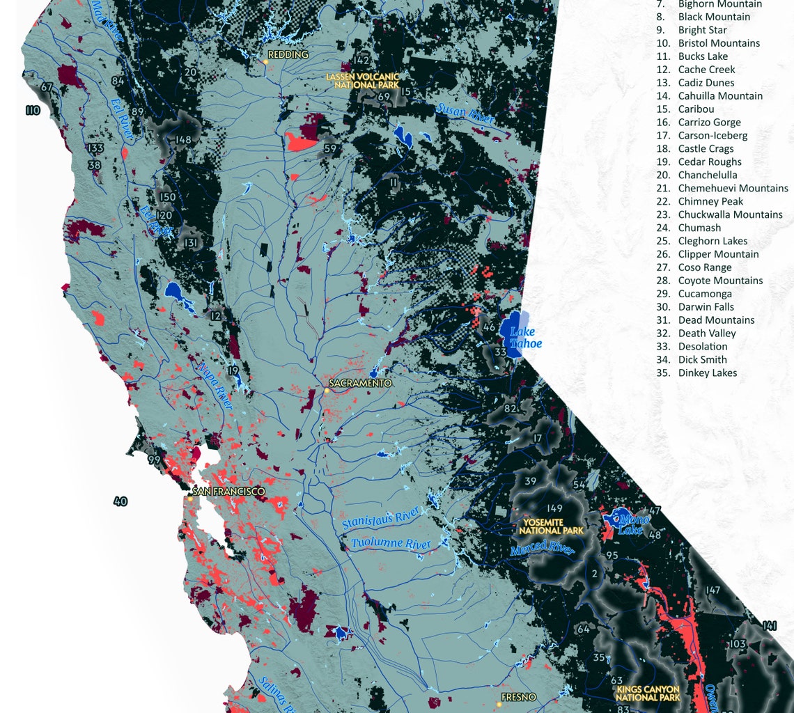 California Public Lands Map  Etsy