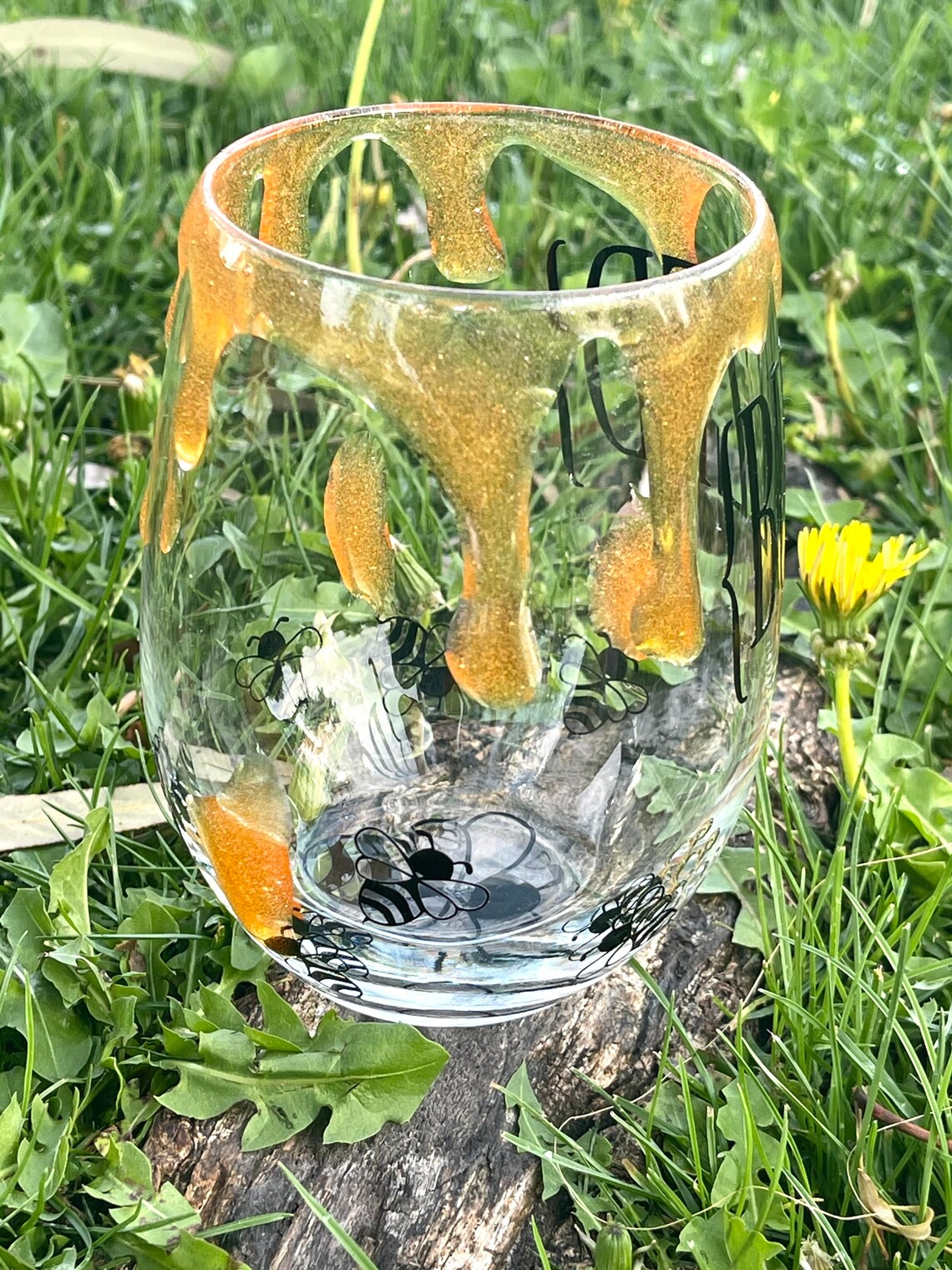 Buzzed Bee Honey Glass Wine Drinking Cup Bachelorette Bridal Etsy