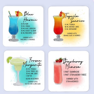 Drink Recipe Coaster Personalized Coaster  Drink Coaster Gift for Bartender Housewarming Gift