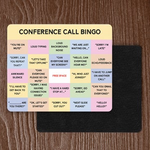 Conference Call Bingo Mouse Pad  Personalized Zoom Meeting Mouse Pad  Work Mouse Pad 4 Different Options Available Office Desk Accessory
