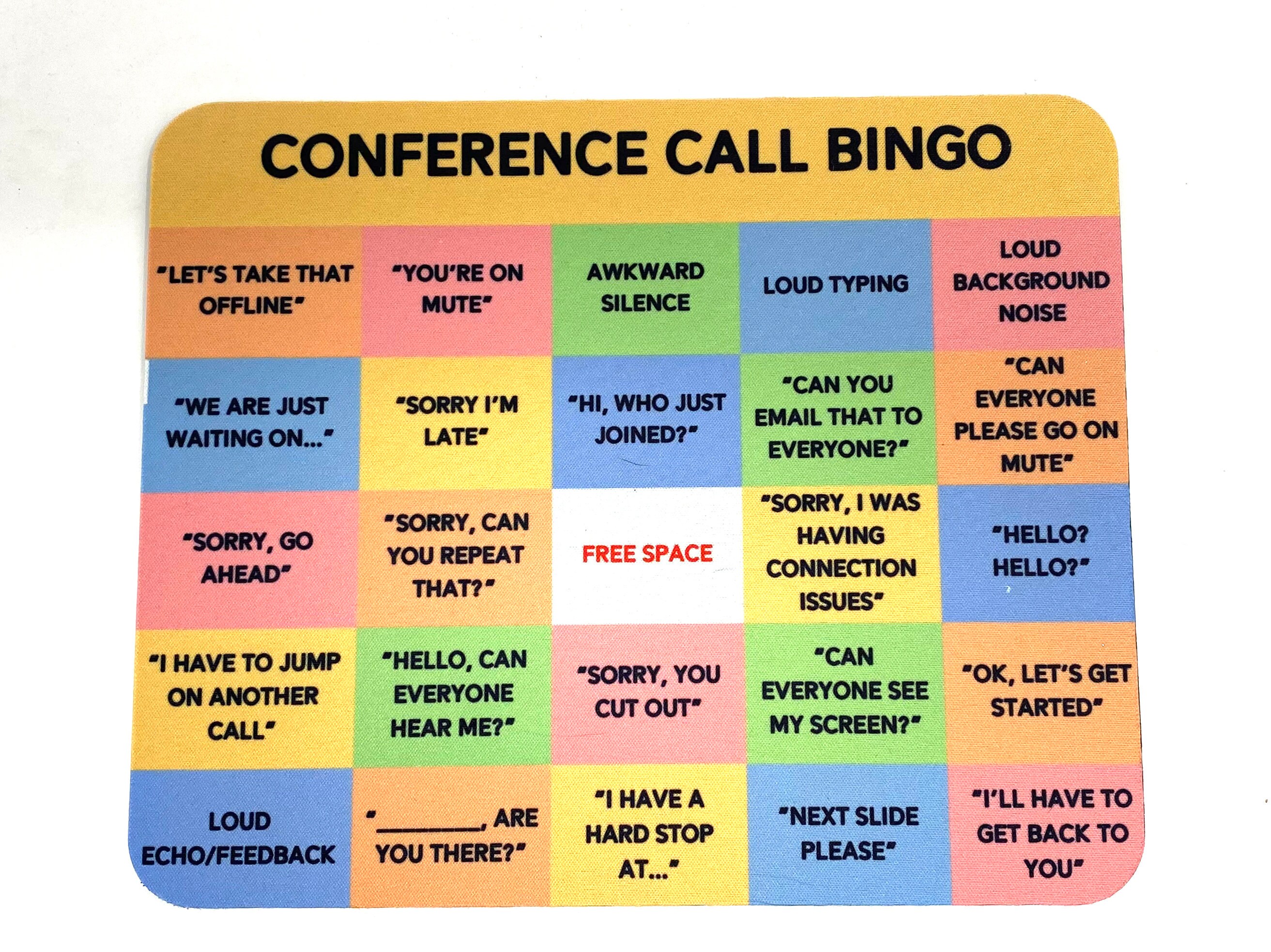 Conference Call Bingo Mouse Pad Personalized Mouse Pad Etsy Canada