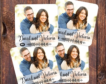 Personalized Wedding Coaster: Custom Song Code, Wedding Photo Keepsake US SHOPPERS--NO Extra Duty or Tariff Fees