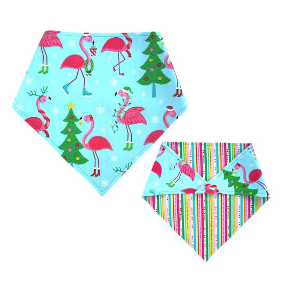 FROSTY FLAMINGOS Christmas Snap on Reversible Dog Bandana Etsy
