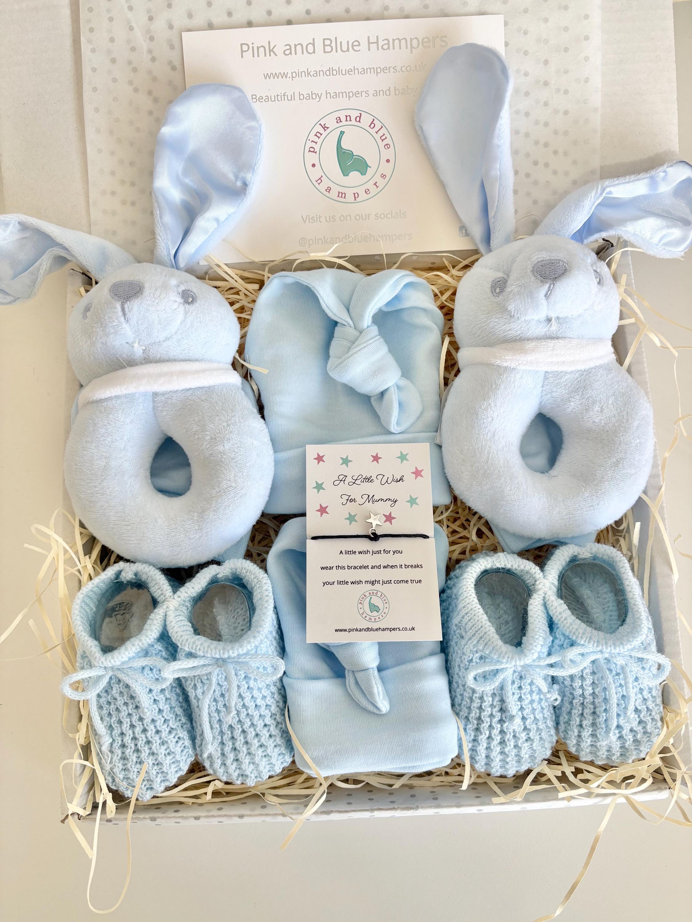 Twin Boys Baby Gift Set, Rattles, Booties & Hats - Etsy