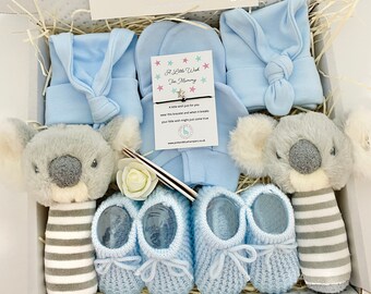 Twin Boys Baby Gift Set, Rattles, Booties & Hats - Etsy