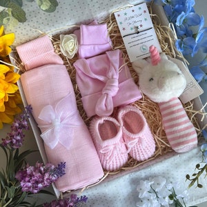 Gorgeous Animal Baby Gift Set, New Baby Gift, Baby Shower Gift, Baby Boy Gift, Baby Girl Gift, Pregnancy Gift, Baby Gift Box, Baby Hamper Pink/ pink unicorn