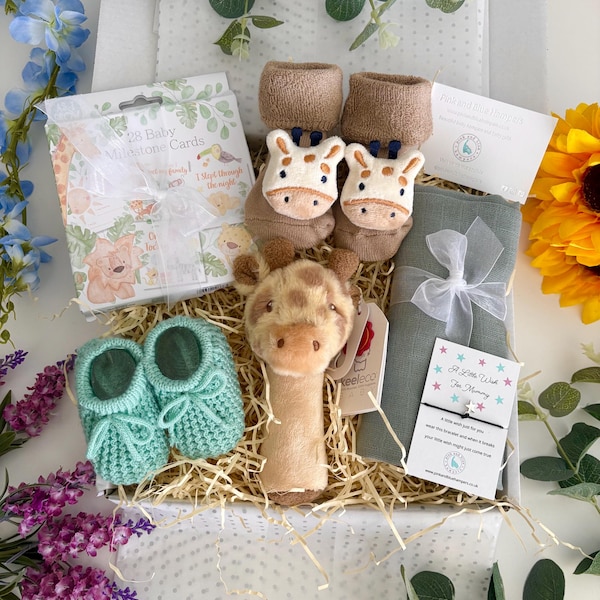 Safari Baby Gift Hamper, Baby Shower Gift, New Baby Gift Hamper, Giraffe Baby Gift, New Mummy Gift, Baby Girl Gift, Baby Boy Gift