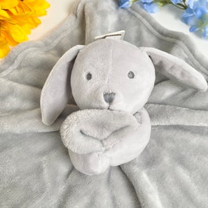 Personalised Baby Comforter, Baby Gift, New Baby Gift, Baby Shower Gift, Baby Boy Gift, Baby Girl Gift, Embroidered Baby Gift, Personalised Grey bunny