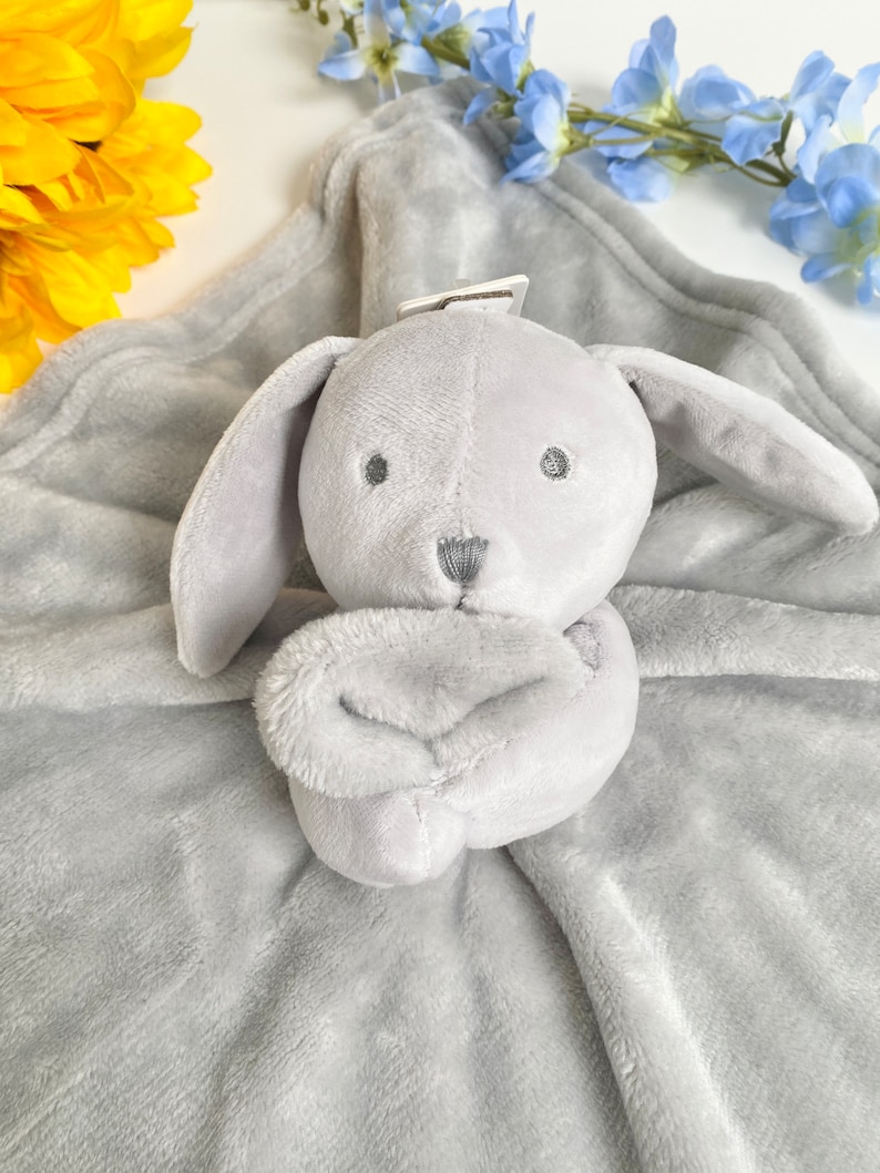 Personalised Baby Comforter, Baby Gift, New Baby Gift, Baby Shower Gift, Baby Boy Gift, Baby Girl Gift, Embroidered Baby Gift, Personalised Grey bunny